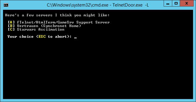 Telnet Door Screenshot
